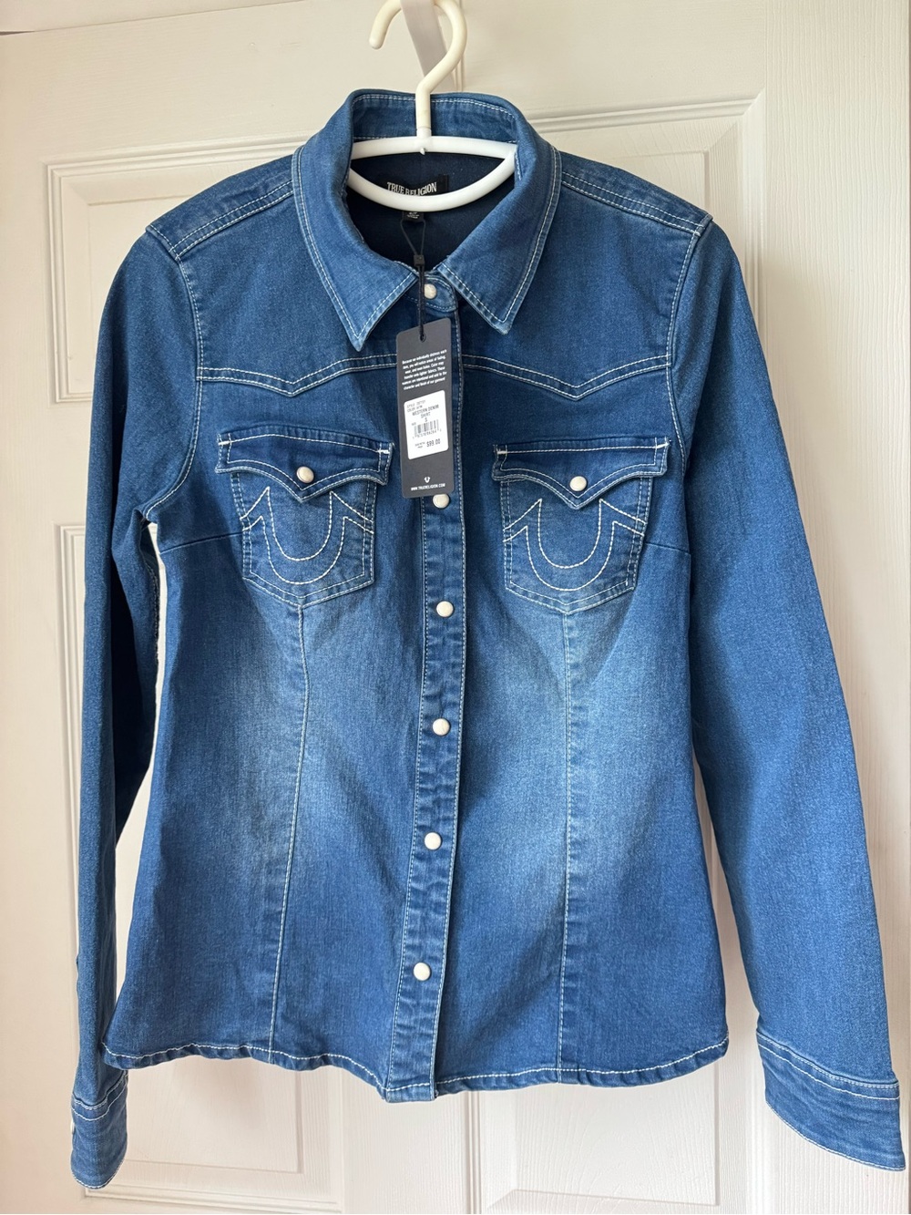 True Religion Women's Blue Denim Western Shirt Jacket NWT Size S